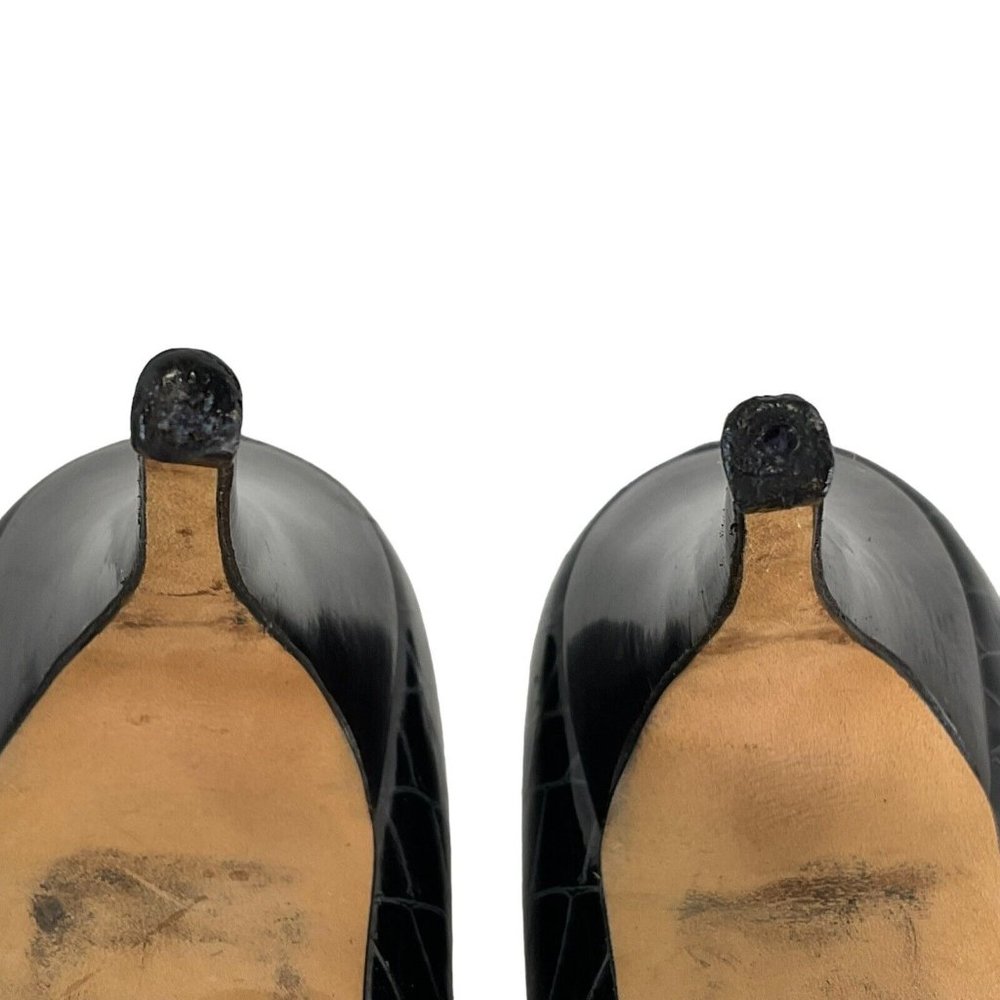 Giuseppe Zanotti Design Shoes Womens Sz 40 Black Leather Snake Peep Toe Heel - Picture 9 of 13